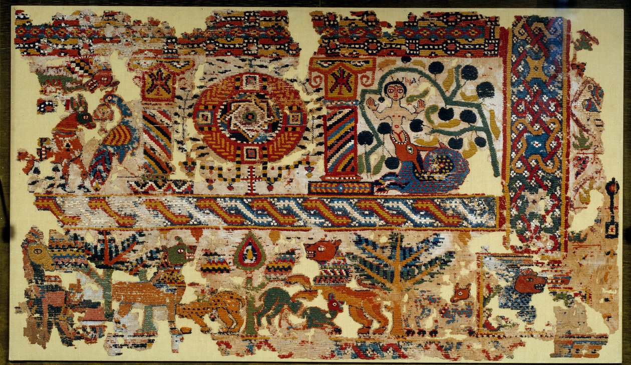 Koptisk kunst: gardiner korsets triumf. Mål: 1,20 x 2,10 m. Paris, Musée du Louvre af Coptic Coptic