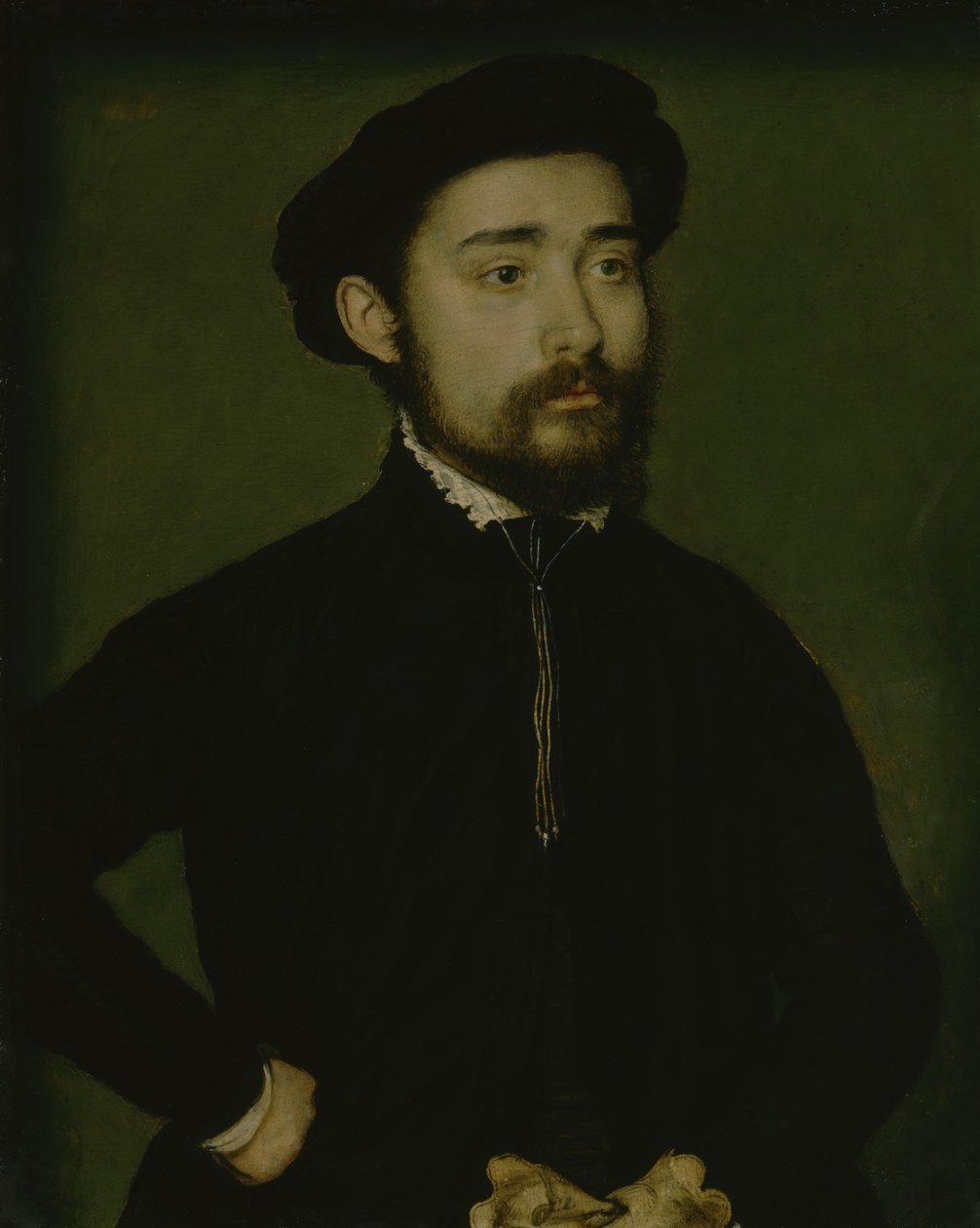 Portræt af en mand med en handske (olie på træ) af Corneille de Lyon