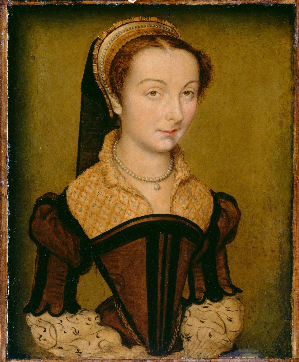 Portræt af Louise de Halluin, dame de Cipierre, ca. 1555 (olie på panel) af Corneille de Lyon