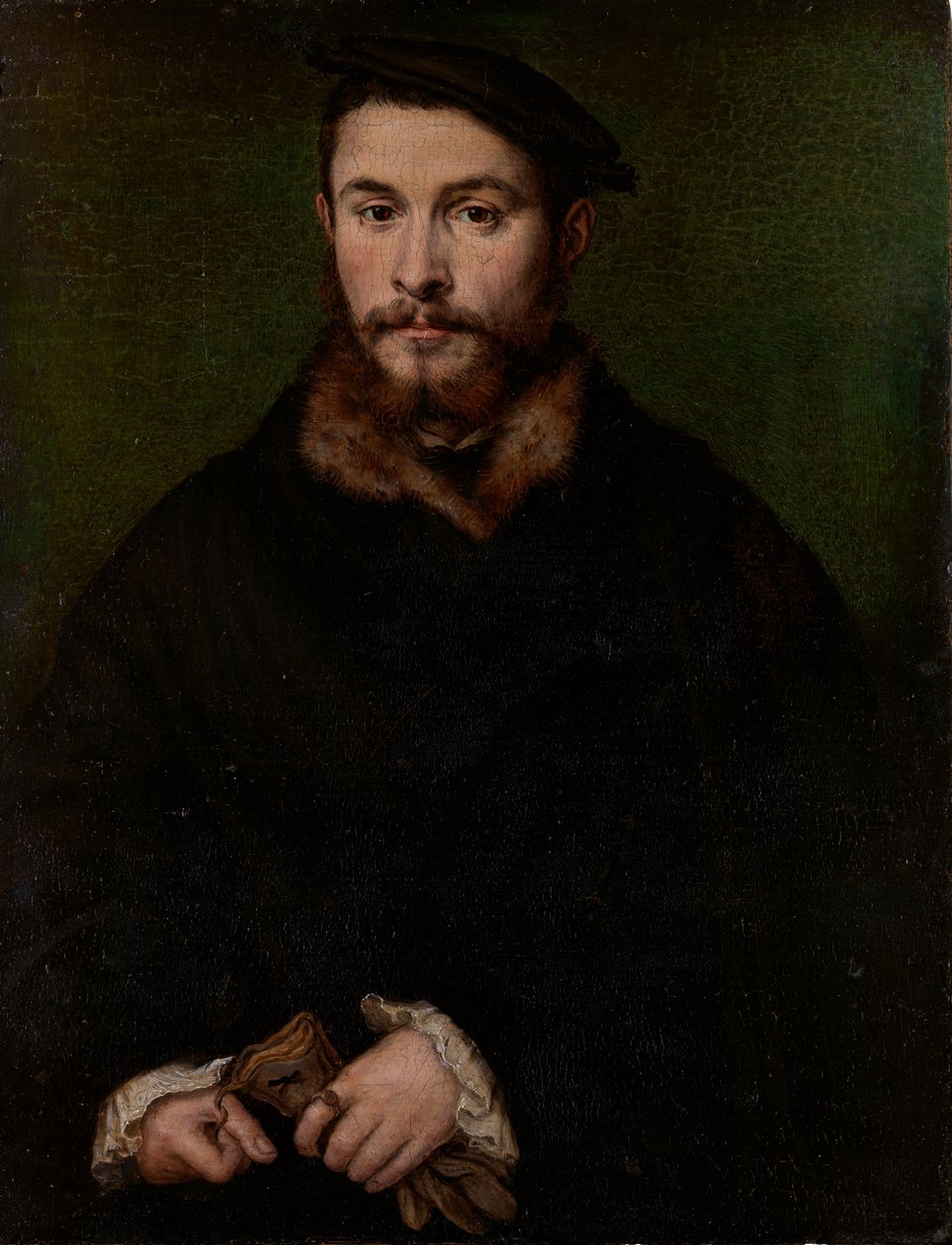 Portræt af en mand med handsker, ca. 1535. af Corneille de Lyon