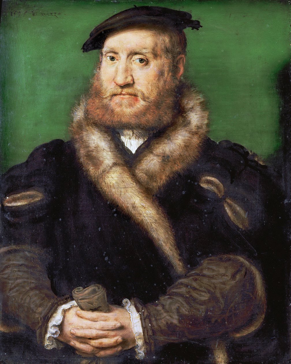 Renæssance: Portræt af en skægget mand med pels fra Corneille de Lyon (1500/10-1575) af Corneille de Lyon