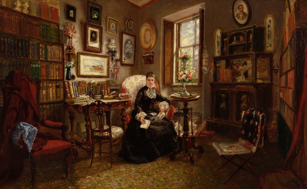 Mrs. Martha J. Lamb, 1878 (olie på mølleboard) af Cornelia Adele Strong Fassett