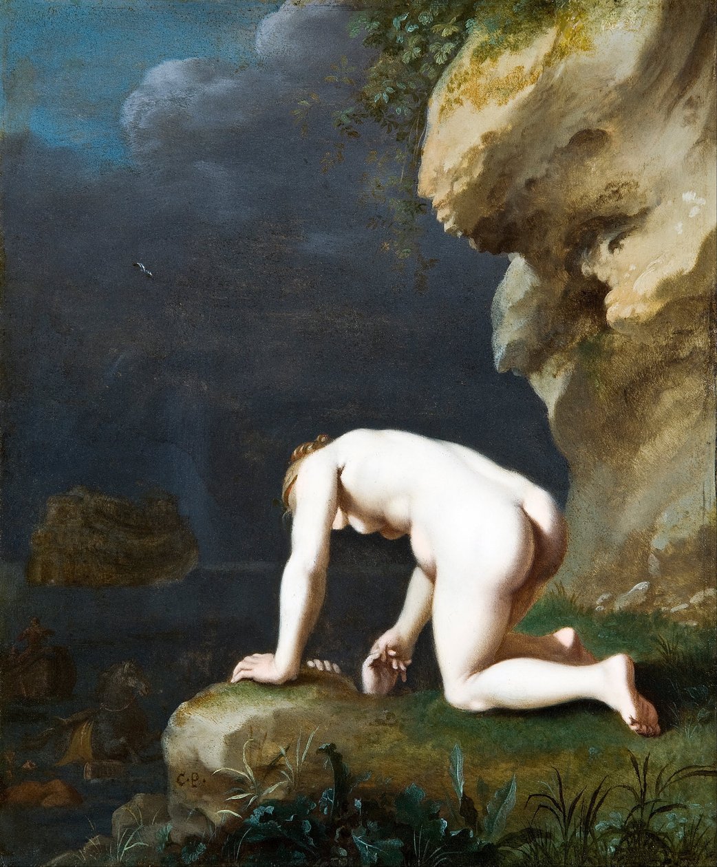 Gudinden Calypso redder Ulysses af Cornelis van Poelenburch