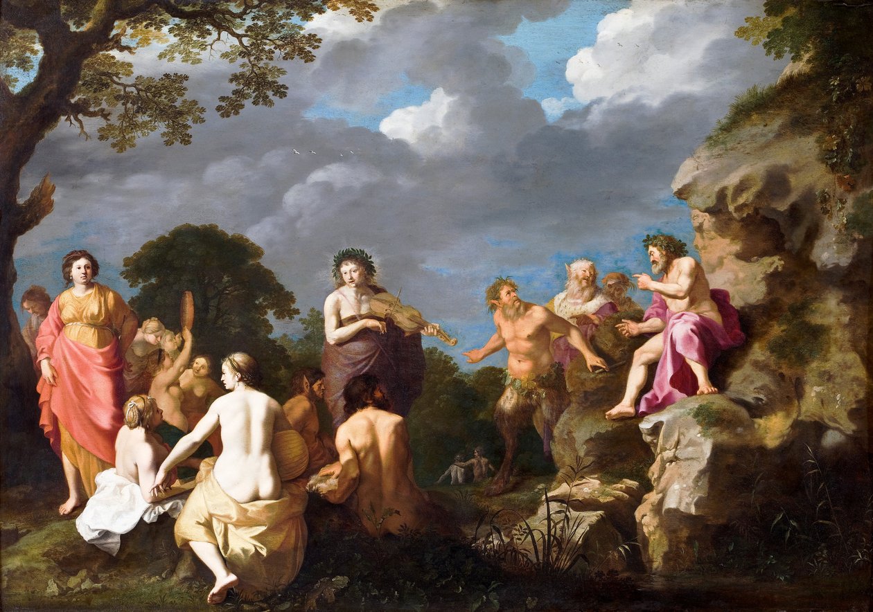 Musikalsk konkurrence mellem Apollo og Marsyas af Cornelis van Poelenburch