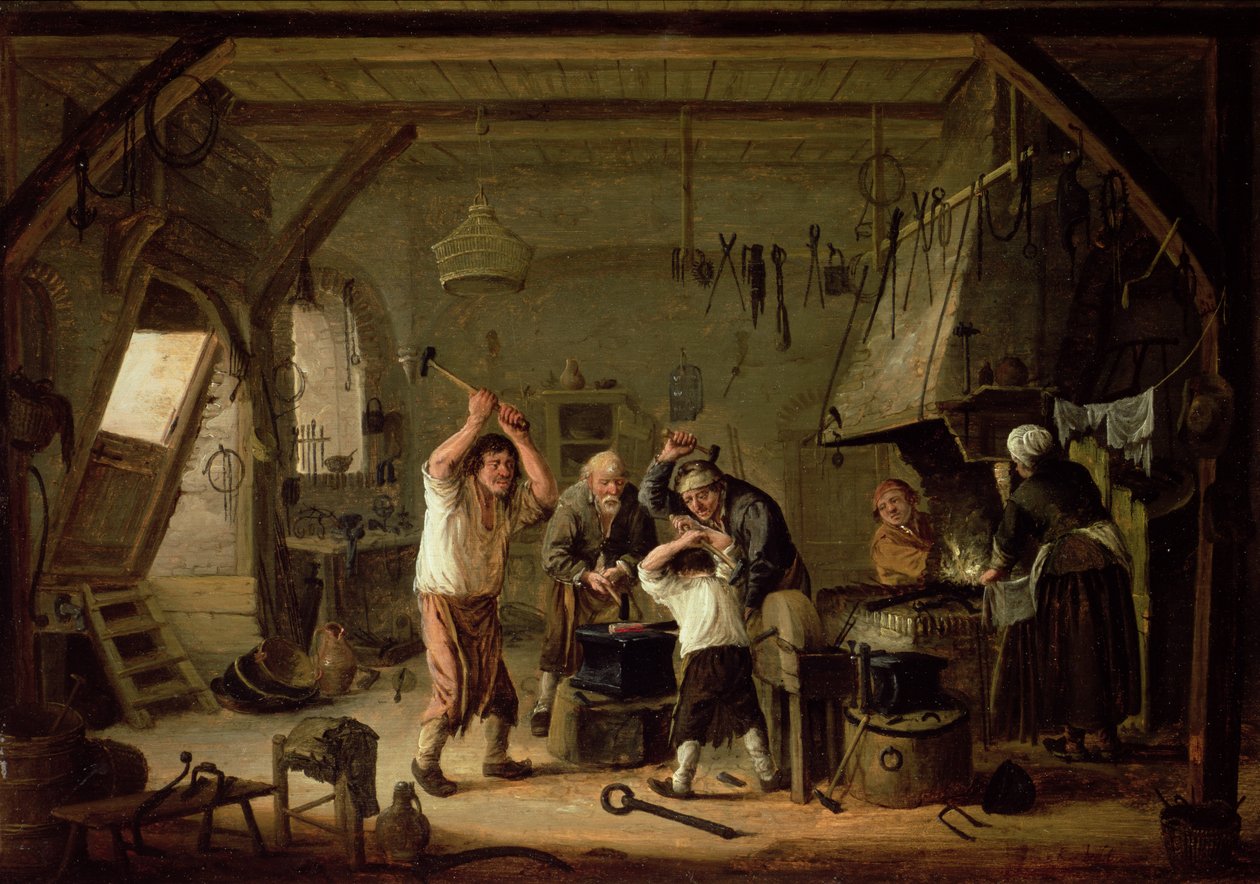 Interiør af en smed af Cornelis Beelt