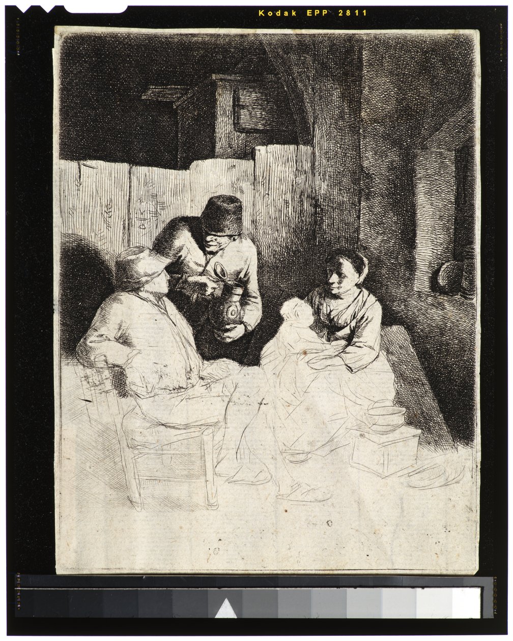 Mor og barn med bønder på et værtshus af Cornelis Pietersz Bega