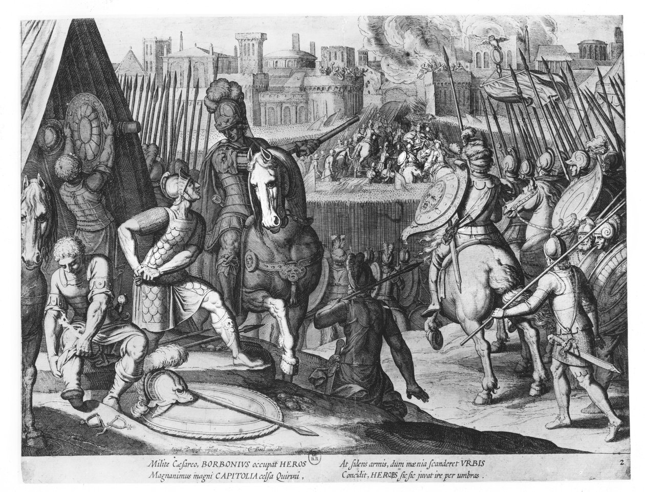 Charles III, hertug af Bourbon ved plyndringen af Rom i 1527 af Cornelis Boel