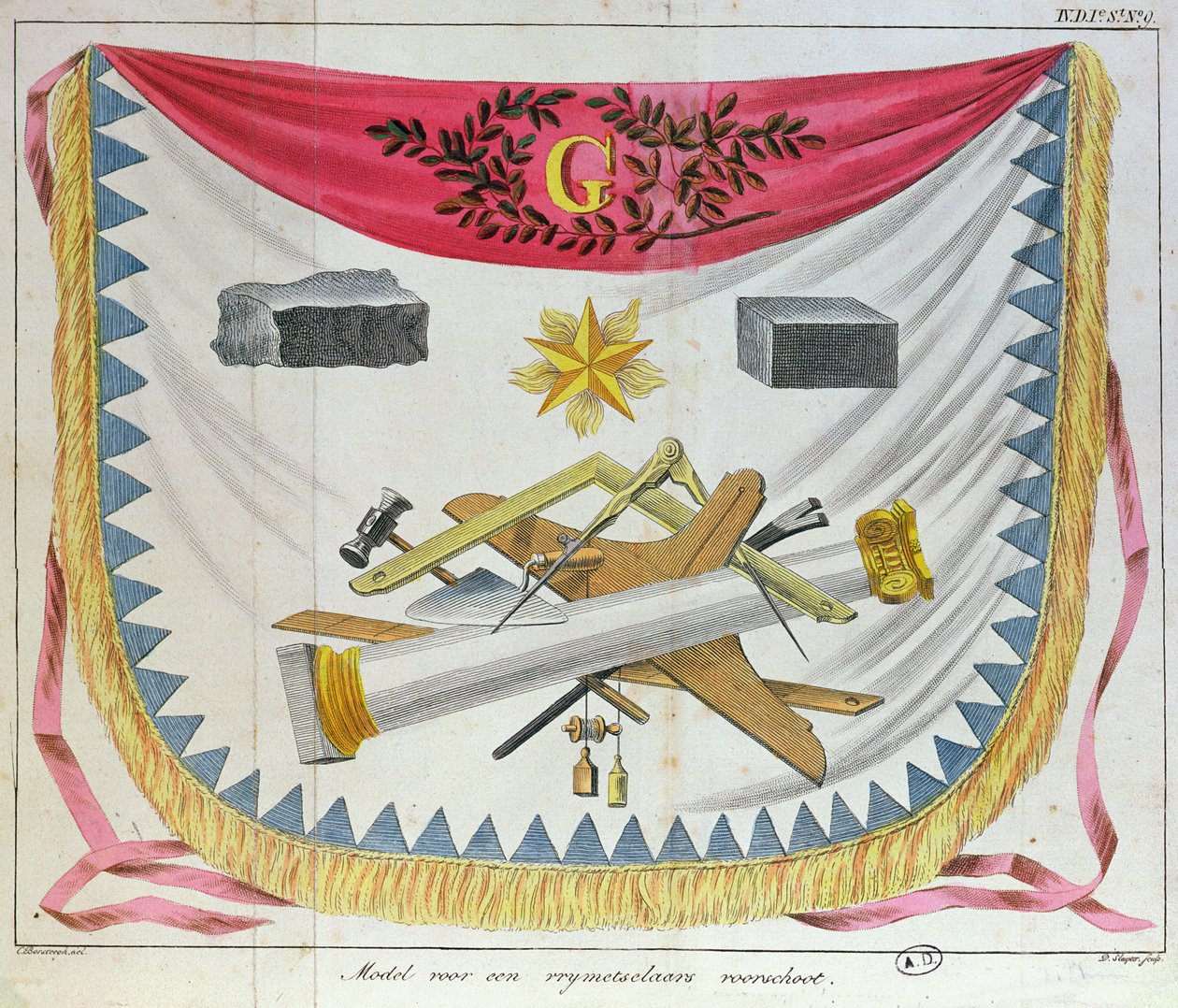 Et frimurerforklæde, 1826 af Cornelis Borsteegh