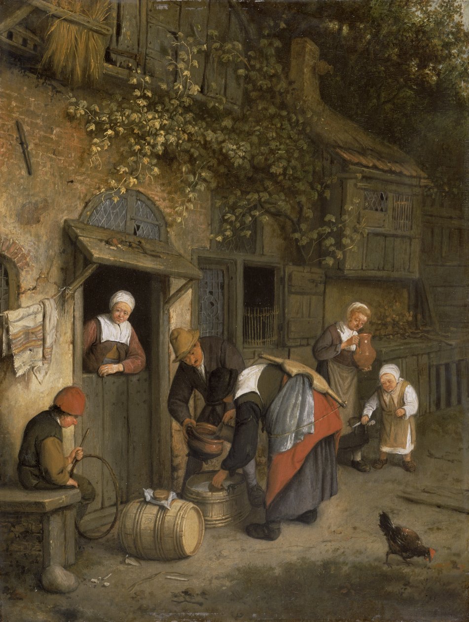 The Milk Seller, 1679 (panel) af Cornelis Dusart