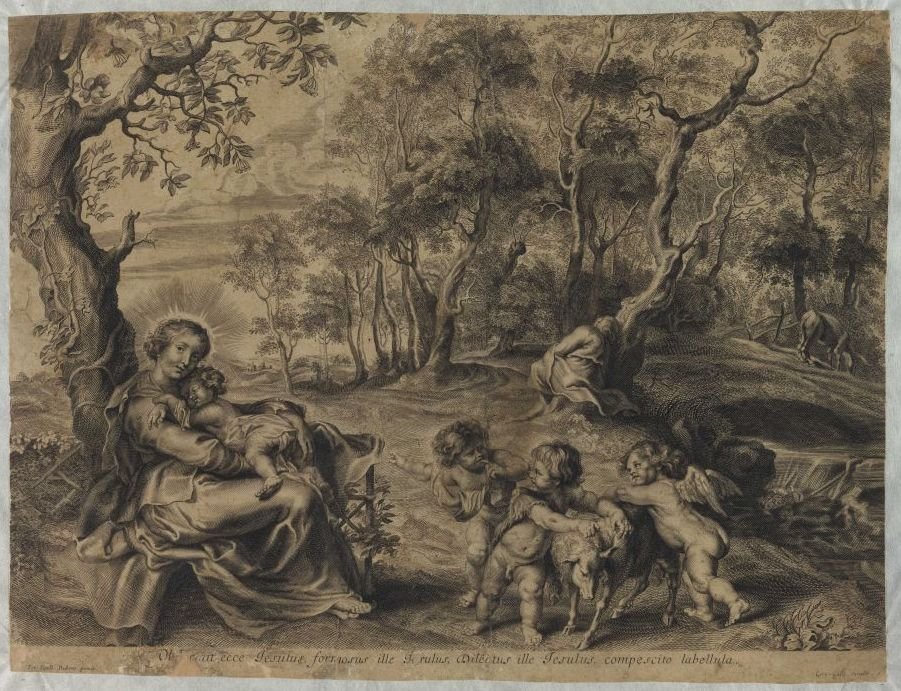 Resten af den hellige familie med Johannes Døberen af Cornelis Galle the Elder