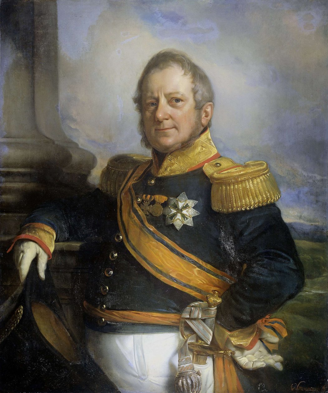 Portræt af Hendrik Merkus, Baron de Kock (1779–1845), hærchef og efter 1826 generalløjtnant for hollandsk østindien af Cornelis Kruseman