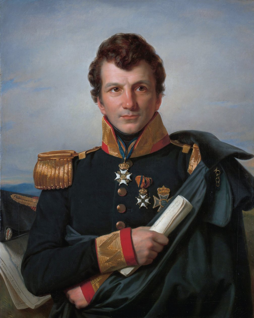 Portræt af Johannes van den Bosch. af Cornelis Kruseman