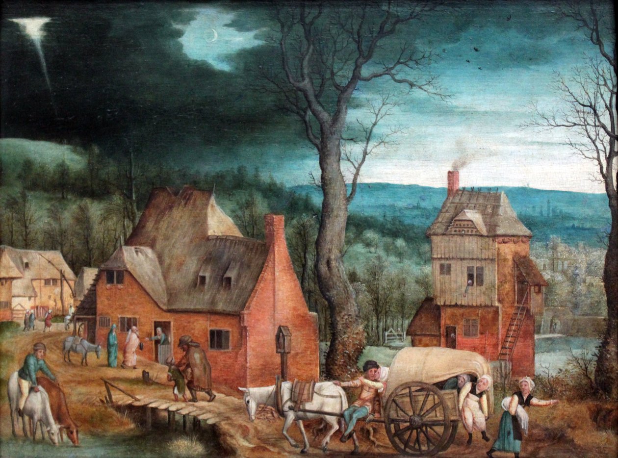 Ankomsten af ​​den hellige familie til Bethlehem af Cornelis Massijs