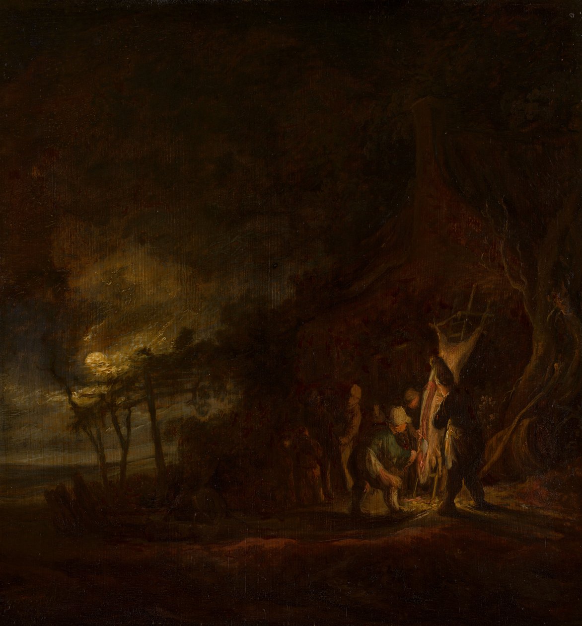 Griseslagtning i et måneskinlandskab af Cornelis Symonsz van der Schalcke