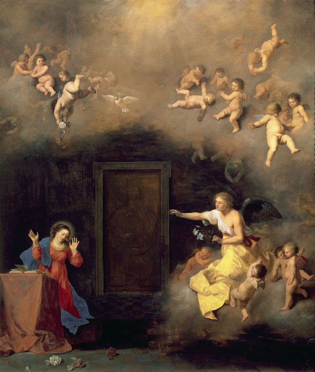 Bebudelse, 1635 (olie på kobber) af Cornelis van Poelenburgh or Poelenburch
