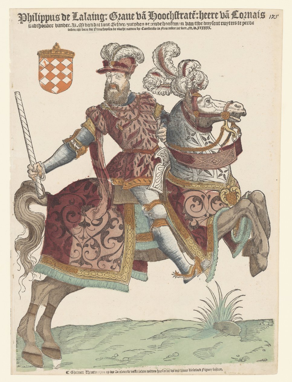 Portræt af Philip van Lalaing til hest af Cornelis Anthonisz. (manner of)