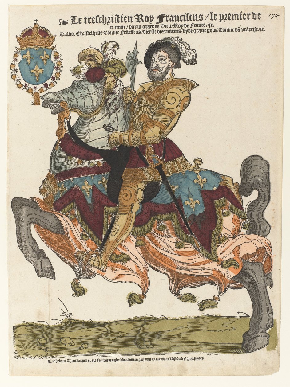 Portræt af Frans I til hest af Cornelis Anthonisz. (manner of)
