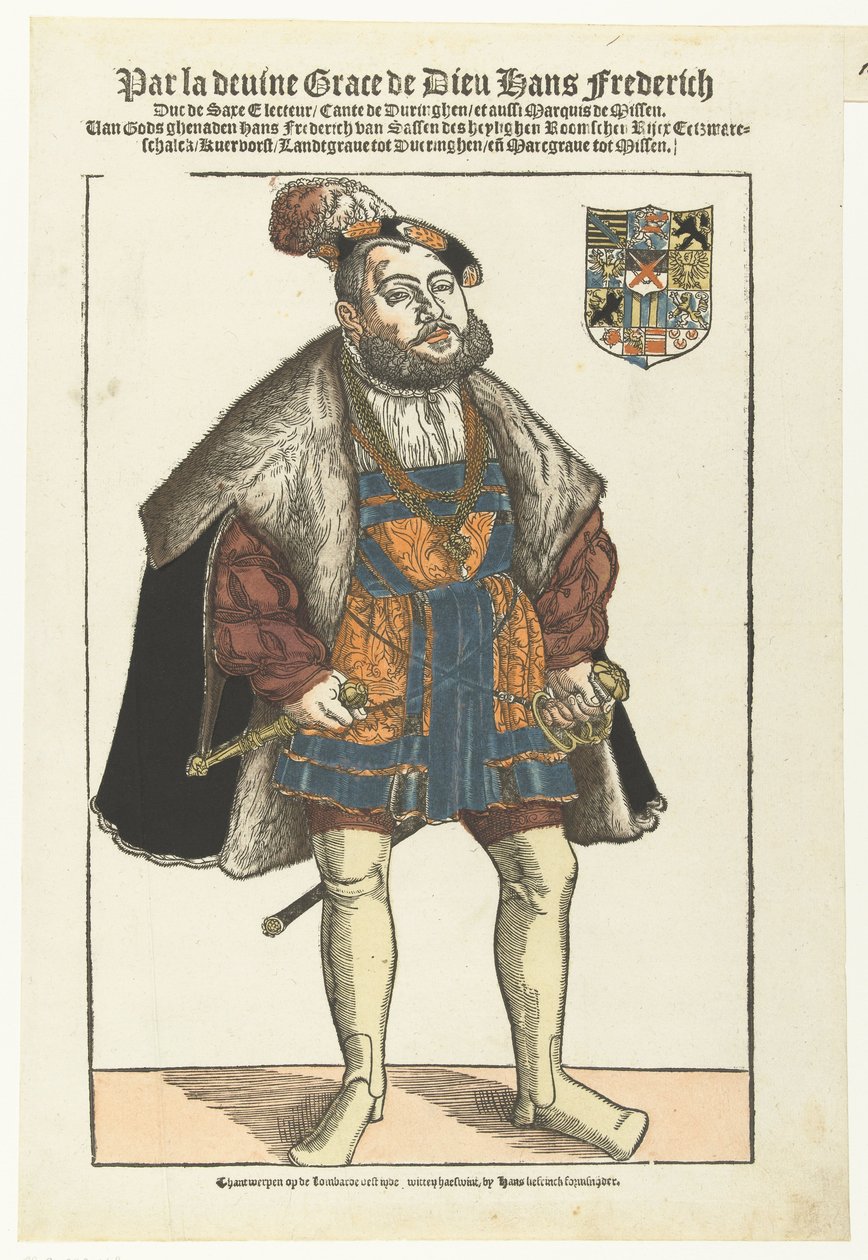 Portræt af Johan Frederik af Sachsen af Cornelis Anthonisz. (manner of)