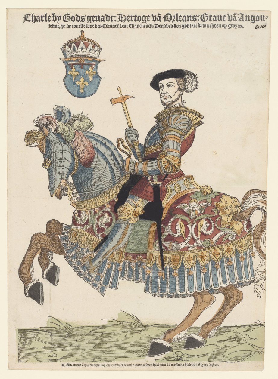 Portræt af Charles af Orléans til hest af Cornelis Anthonisz. (manner of)