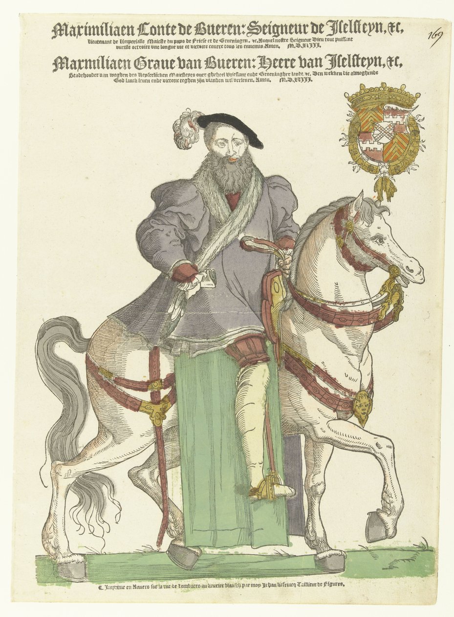 Portræt af Maximilian van Buren til hest af Cornelis Anthonisz. (manner of)