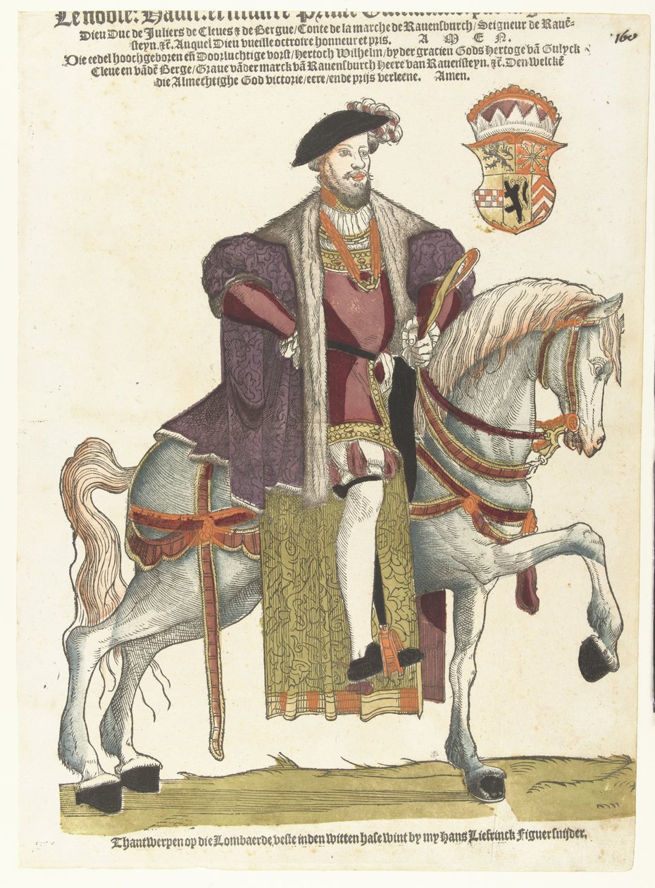 Portræt af hertug Willem van Cleves, Jülich og Berg, greve af Mark, Lord of Ravenstein til hest af Cornelis Anthonisz. (manner of)