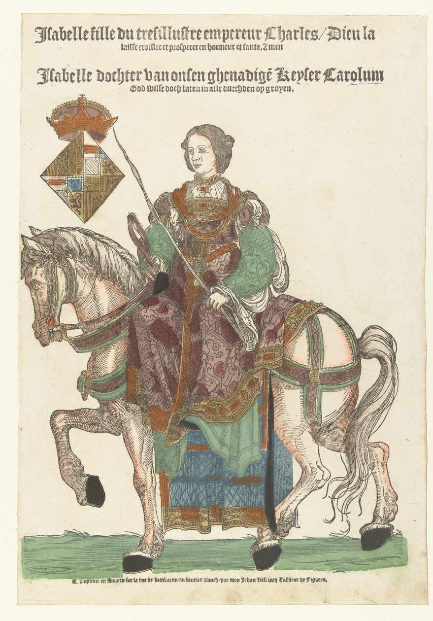 Portræt af prinsesse Isabella til hest af Cornelis Anthonisz. (manner of)