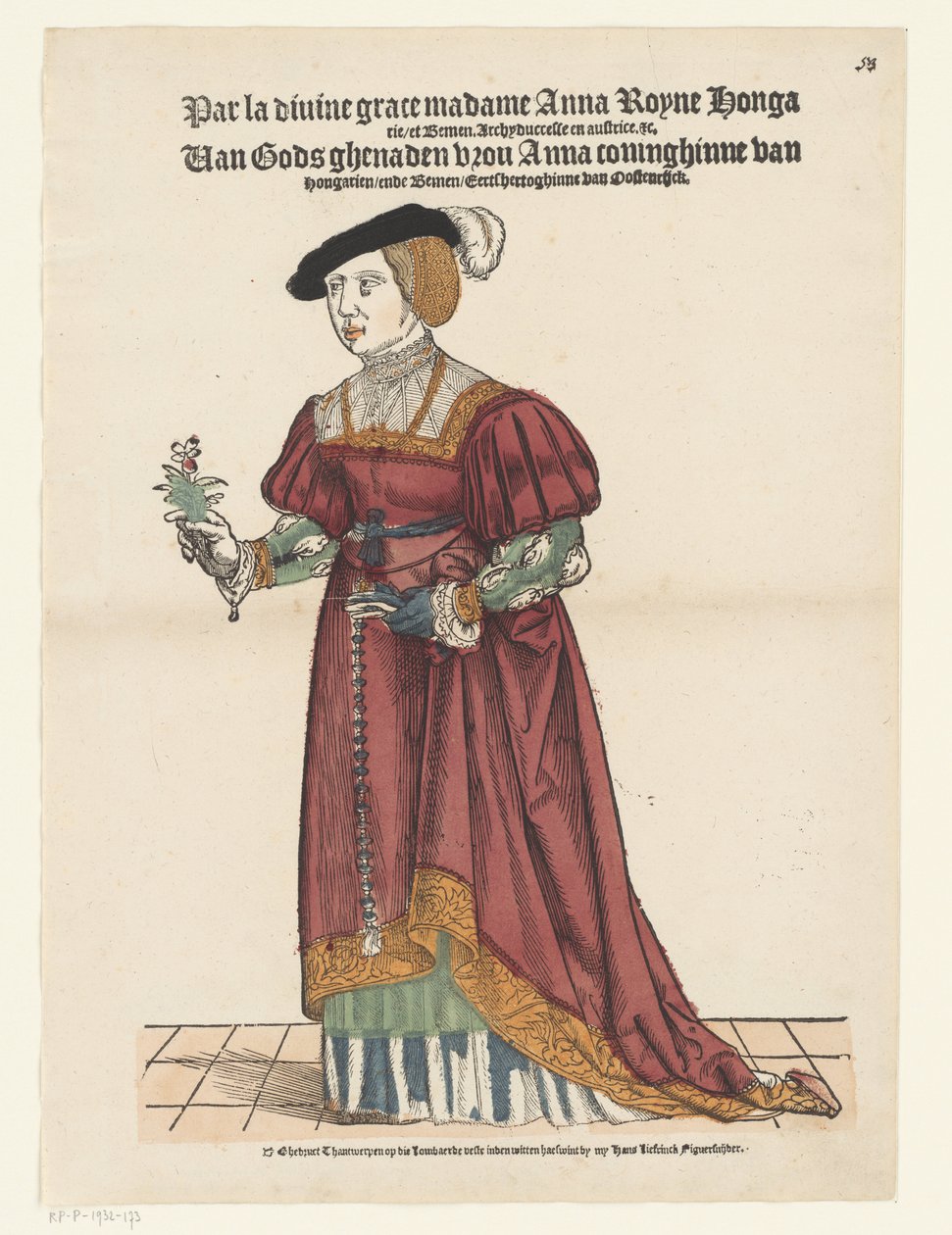 Portræt af Anna af Østrig af Cornelis Anthonisz. (possibly)
