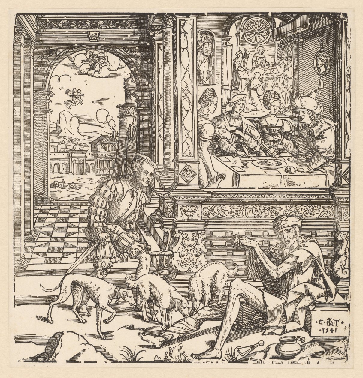 Den rige mand og den fattige Lazarus af Cornelis Anthonisz.