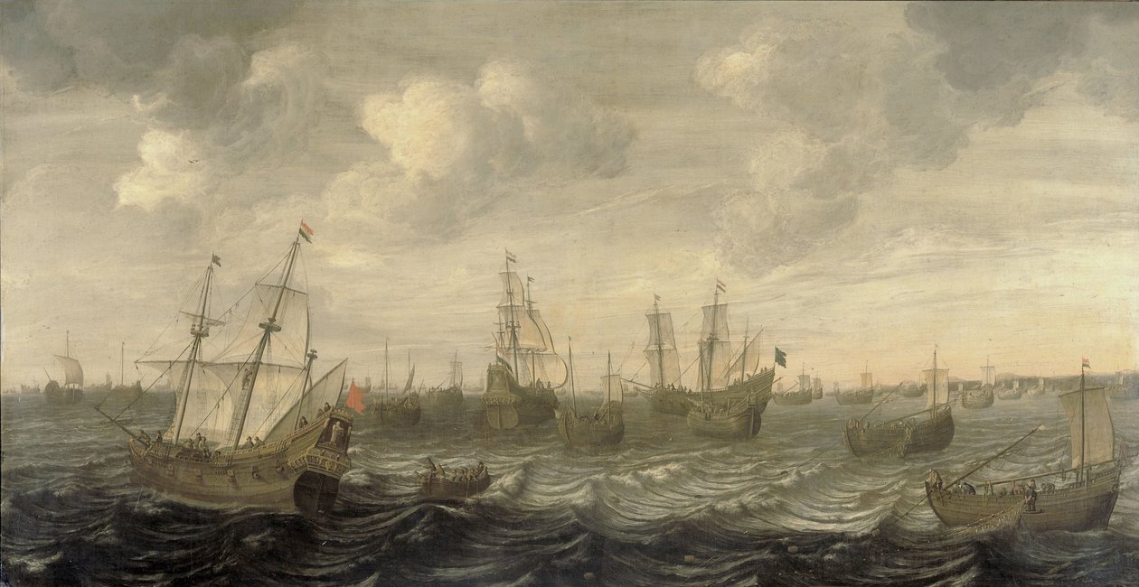 Den hollandske Sildeflåde under Sejl af Cornelis Beelt