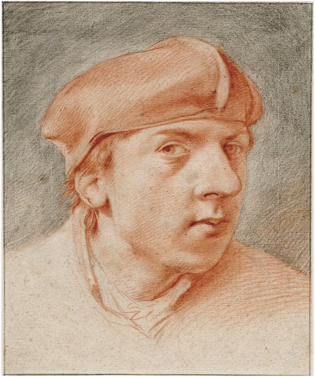 ""Autoportrait au baret"" (Selvportræt med baret) Sanguine de Cornelis Pietersz Bega (1631/2-1664) Rembrandthuset, Amsterdam af Cornelis Pietersz Bega