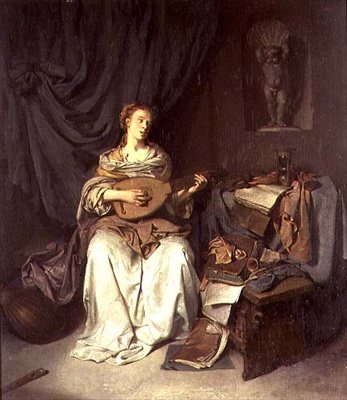 Pige synger og spiller en lut af Cornelis Pietersz Bega