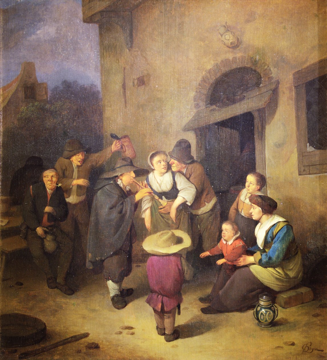 Gademusikanter (olie på panel) af Cornelis Pietersz Bega