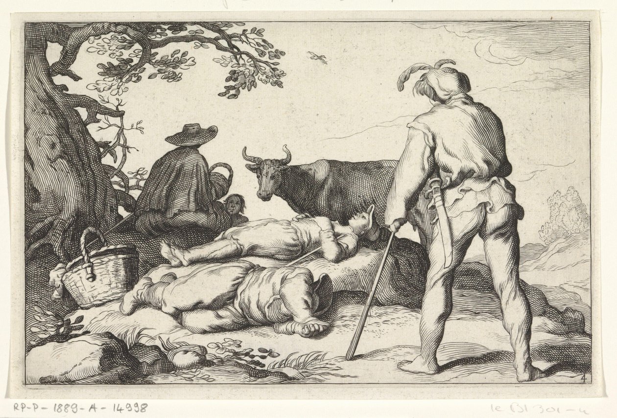 hyrder Fire pastorale scener (serietitel) af Cornelis Bloemaert (II) (possibly)