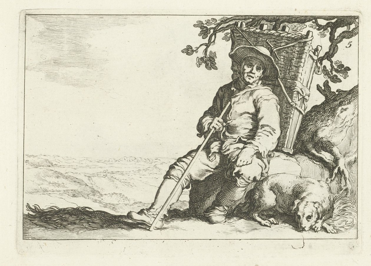 En hvilende kræmmer 16 tryk fra forskellige serier af Cornelis og Frederik Bloemaert (serietitel) af Cornelis Bloemaert (II)
