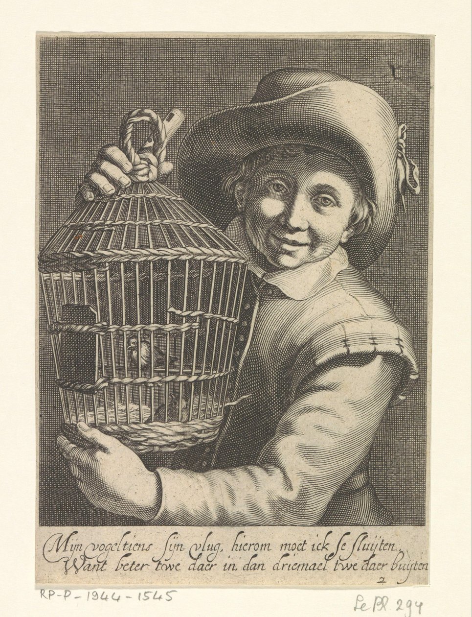Dreng med fuglebur af Cornelis Bloemaert (II)
