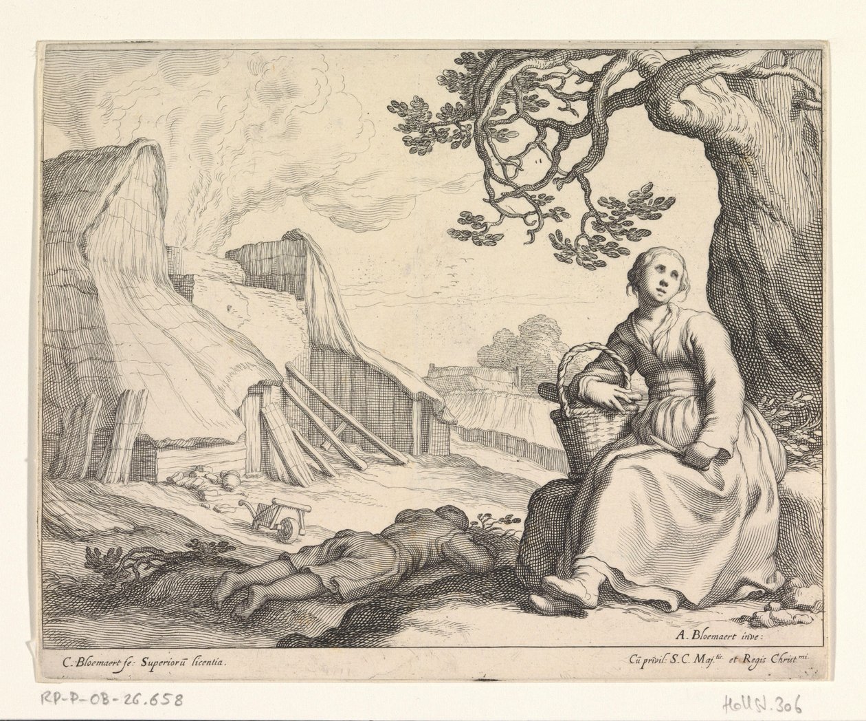 Kvinde ved en kalkovn af Cornelis Bloemaert (II)