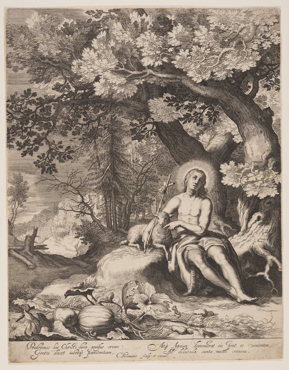 Johannes Døberen i et landskab af Cornelis Bloemaert