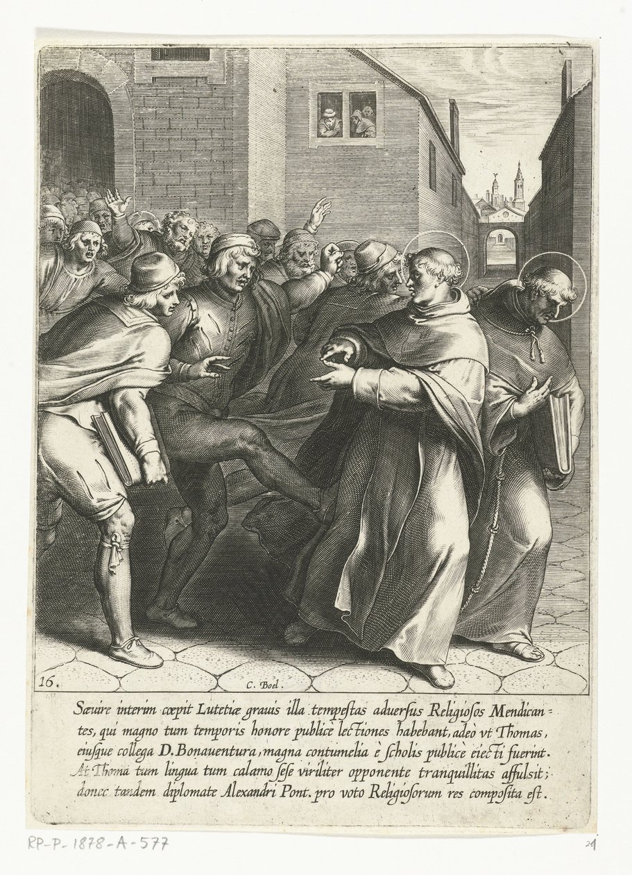 Thomas og Saint Bonaventure bliver bortvist fra universitetet The Life of Saint Thomas Aquinas (serietitel) af Cornelis Boel