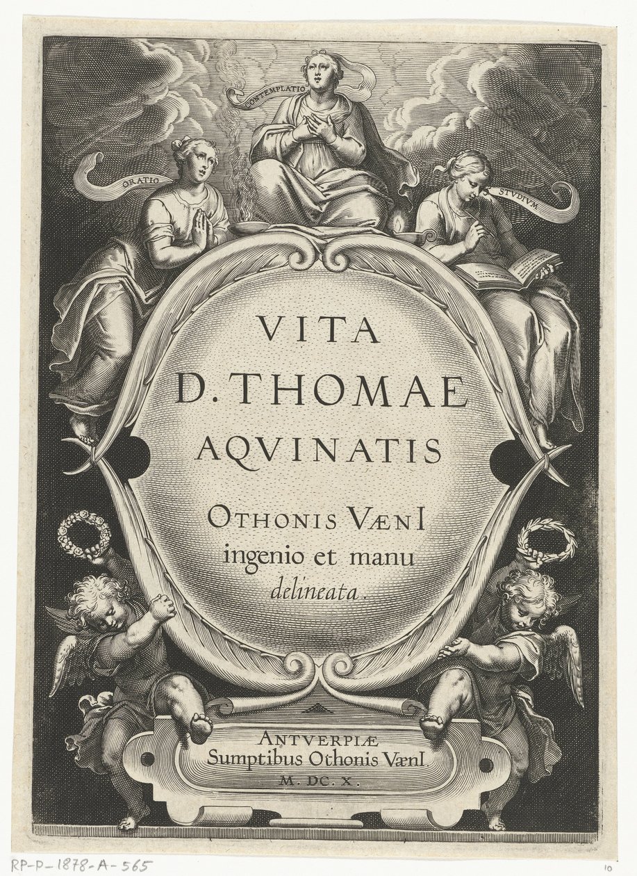 Titeltryk for: Otto van Veen, Vita D. Thomae Aqvinatis, Antwerpen, 1610 The Life of Saint Thomas Aquinas (serietitel) af Cornelis Boel