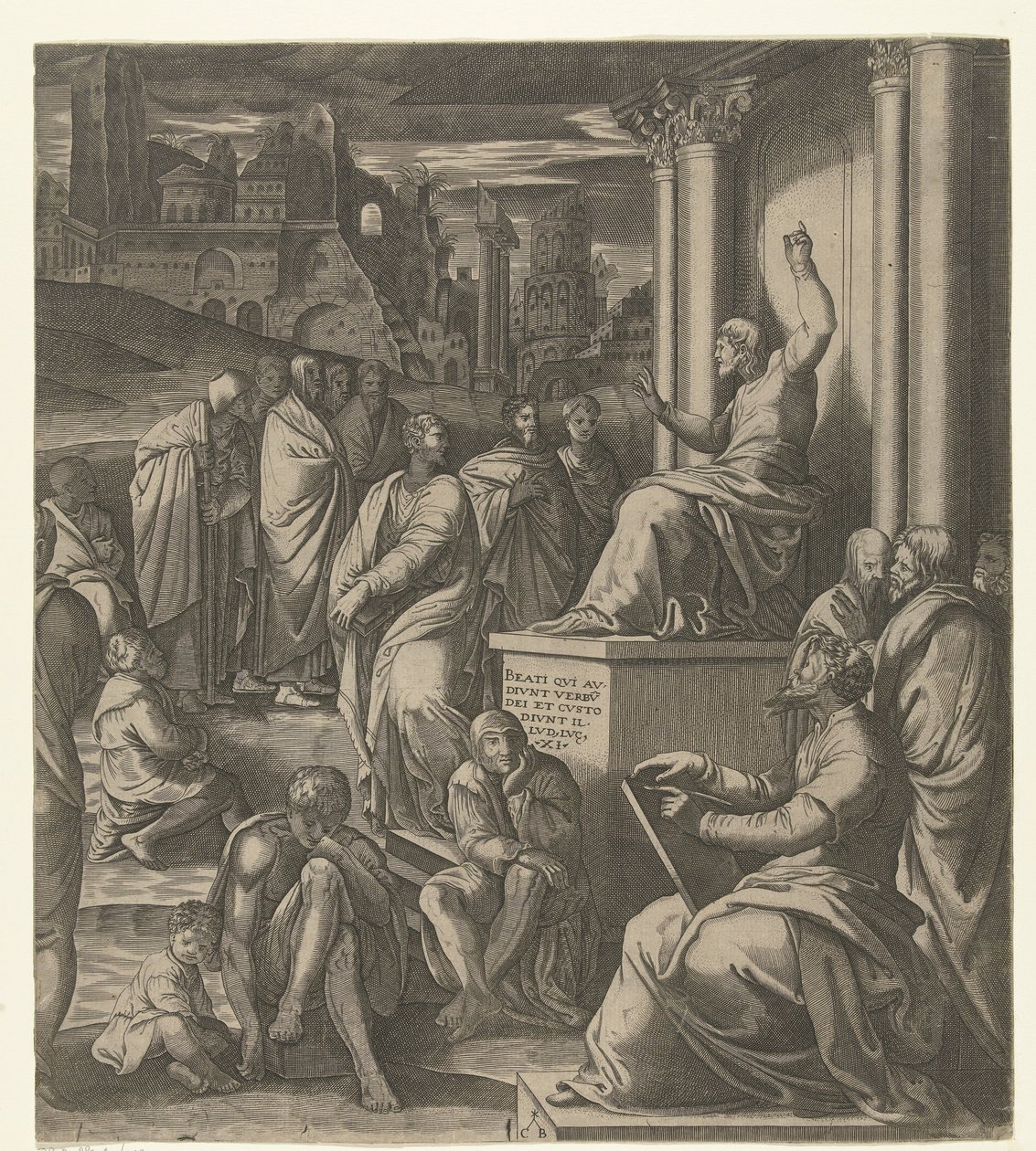 Kristus prædiker for folket af Cornelis Bos (possibly)