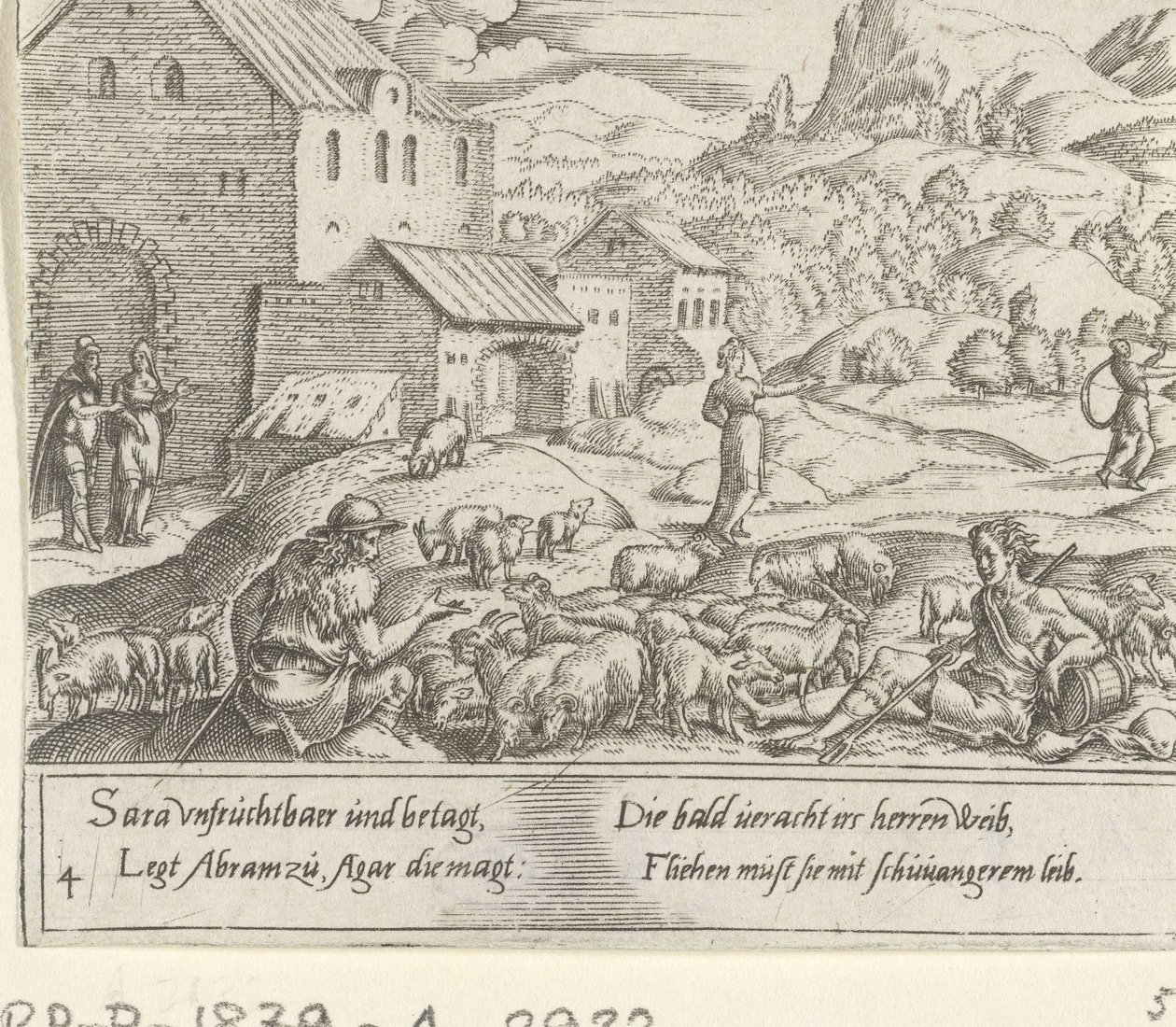 Sara afviser den gravide Hagar The Life of Abraham (serietitel) af Cornelis Bos