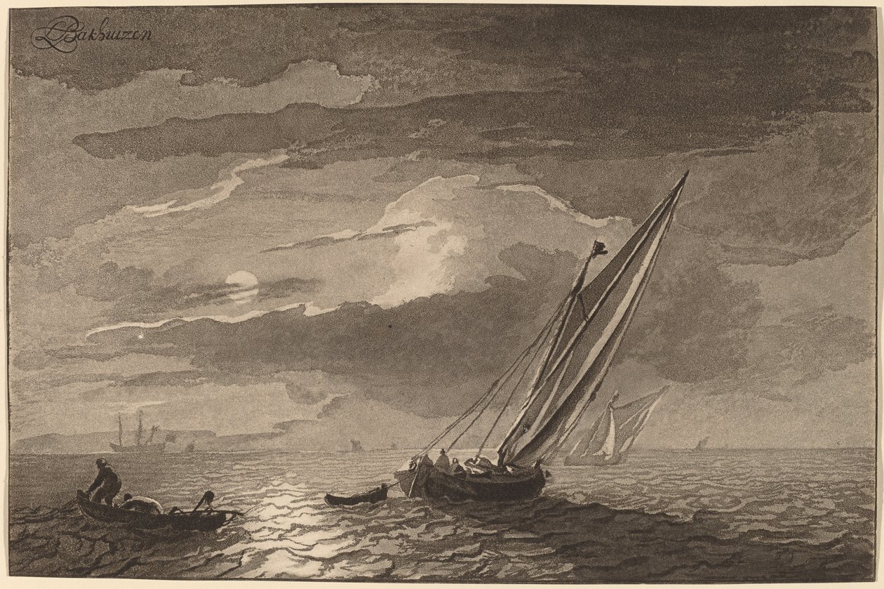 Havlandskab med fuldmåne, 1779, udgivet 1781. af Cornelis Brouwer