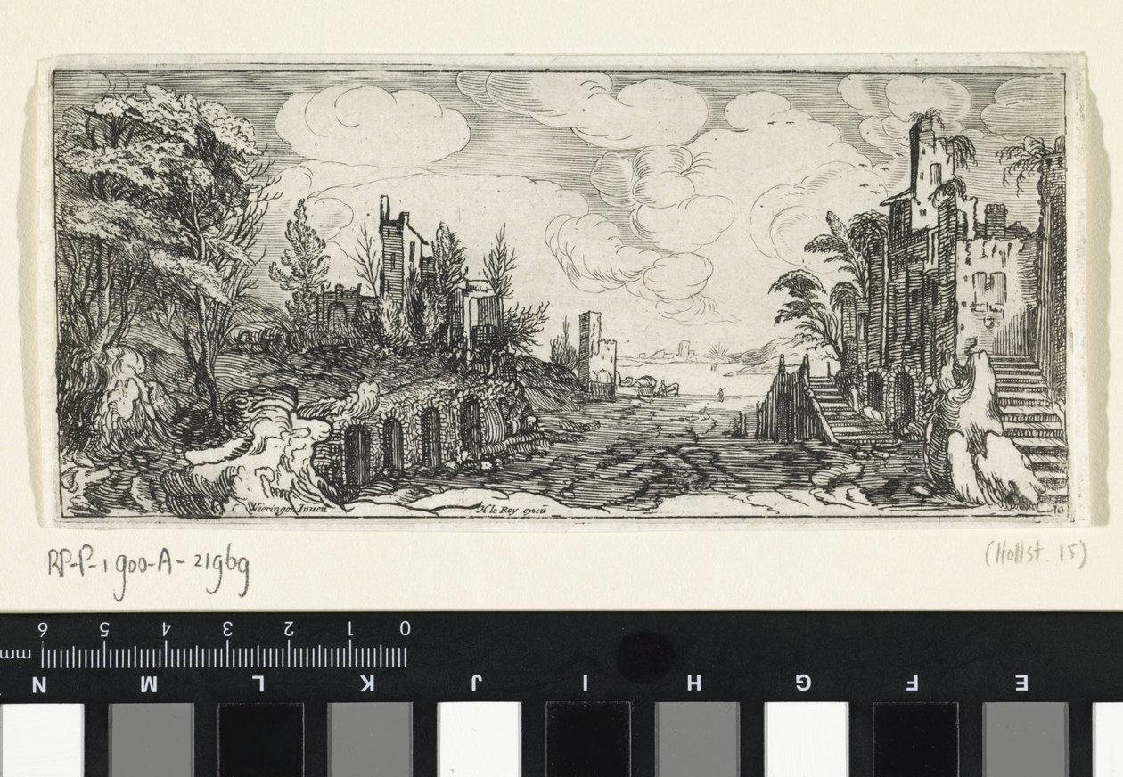 Bakket landskab med udsigt over en flod Landskaber (serietitel) af Cornelis Claesz van Wieringen (possibly)