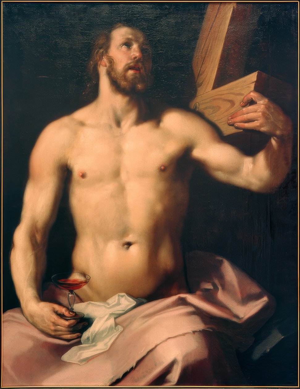 Kristus med den eukaristiske bæger og kors af Cornelis Cornelisz
