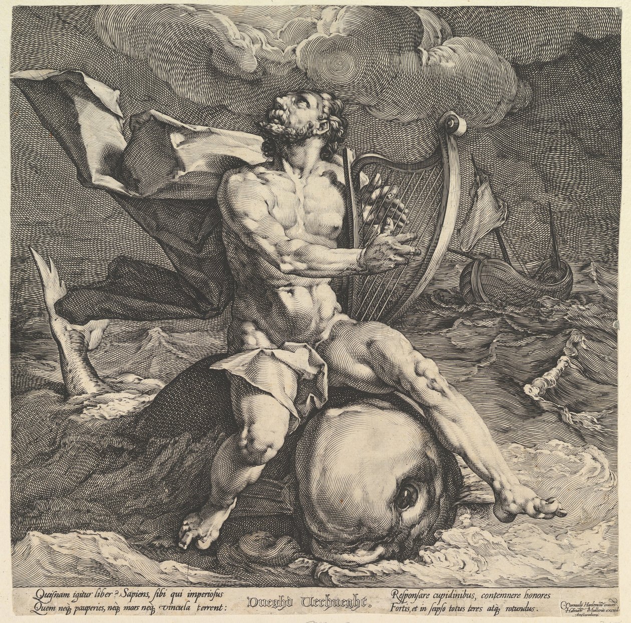 Arion på en delfin, ca. 1599 af Cornelis Cornelisz van Haarlem