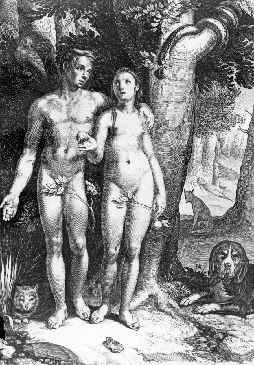 Menneskets fristelse, indgraveret af Jan Saenredam, c.1605 af Cornelis Cornelisz van Haarlem