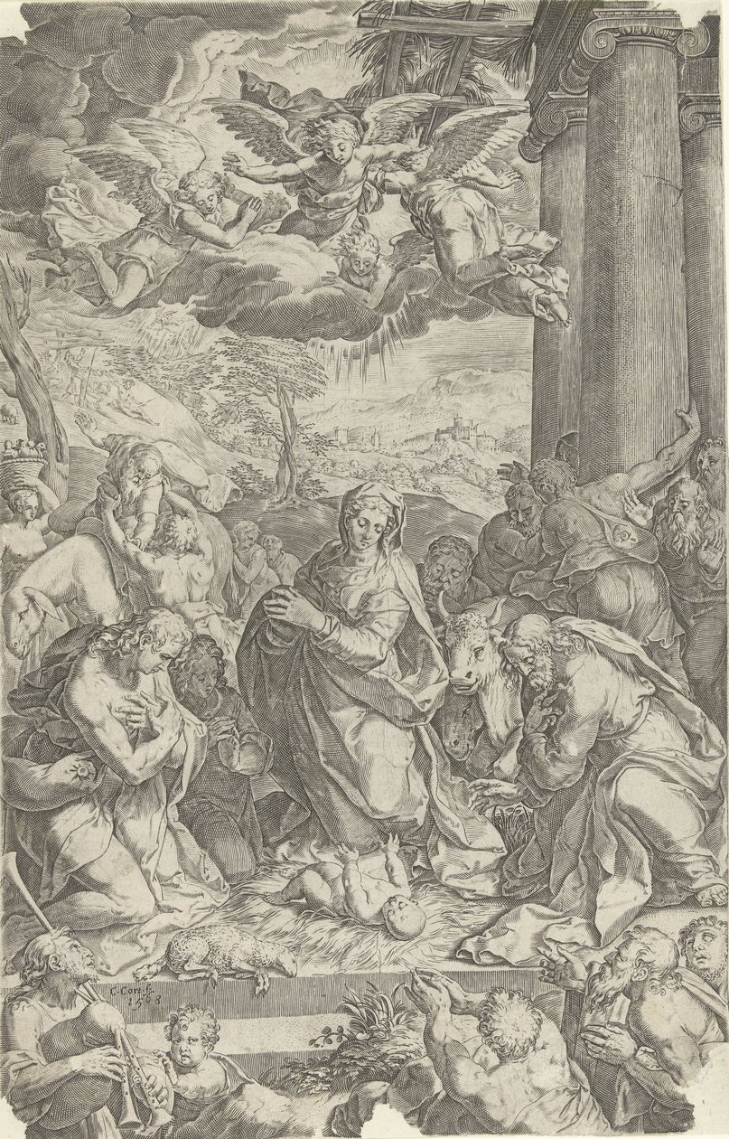 Tilbedelse af hyrderne af Cornelis Cort
