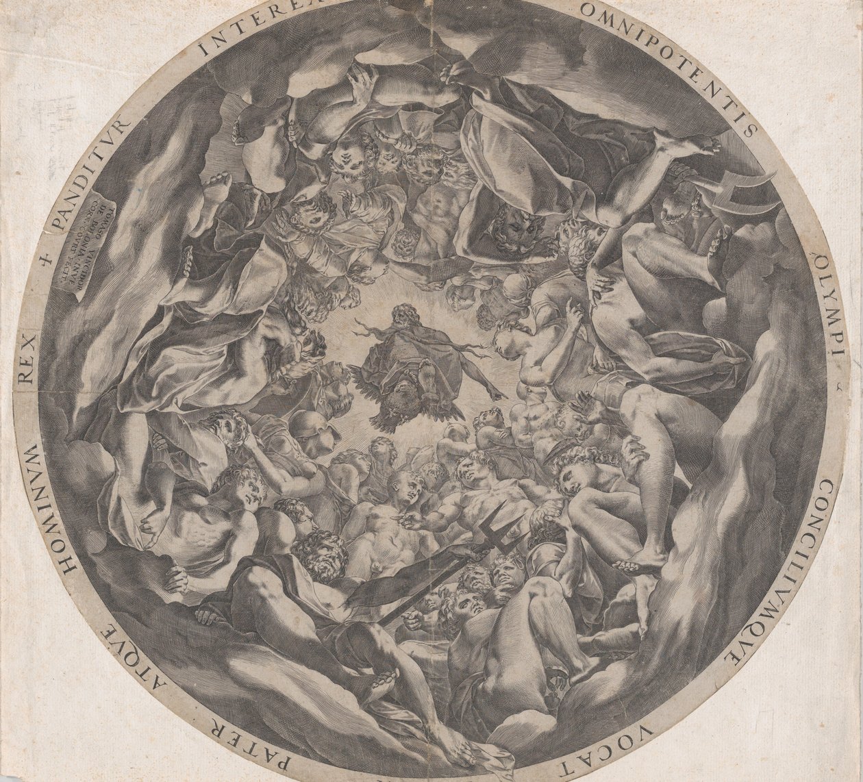 gudernes samling på Olympen, 1565. af Cornelis Cort