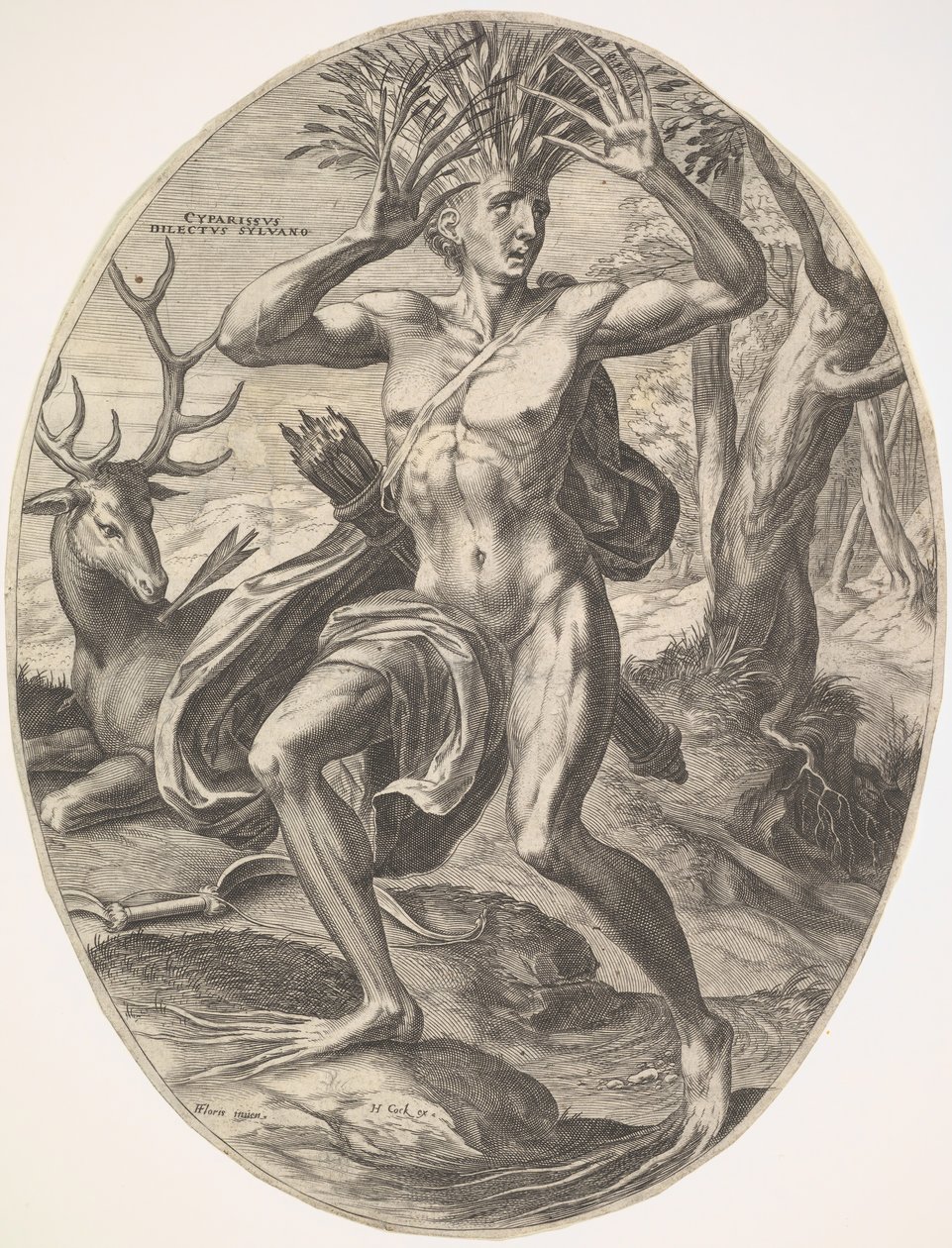 Cyparissus fra sættet The Rural Gods, 1565. af Cornelis Cort