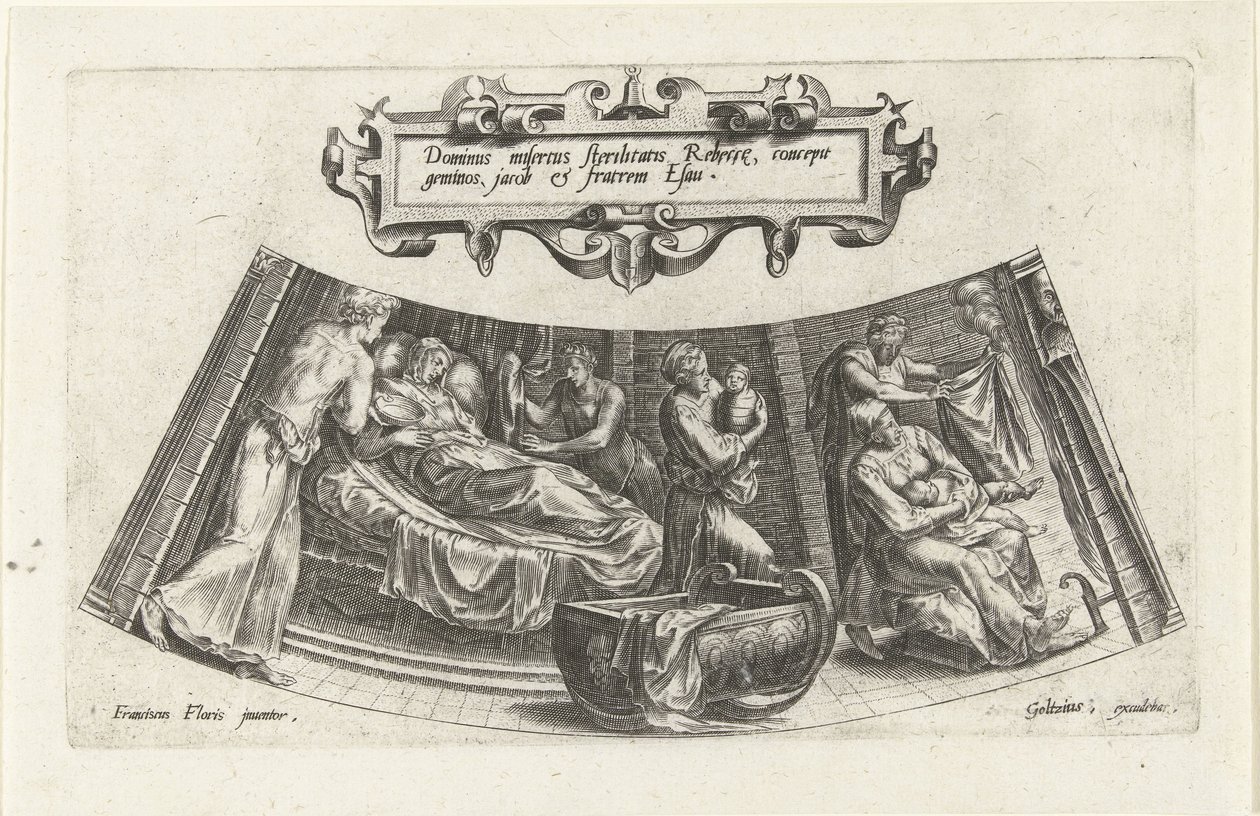 Jakobs og Esaus fødsel The History of Jacob (serietitel) af Cornelis Cort